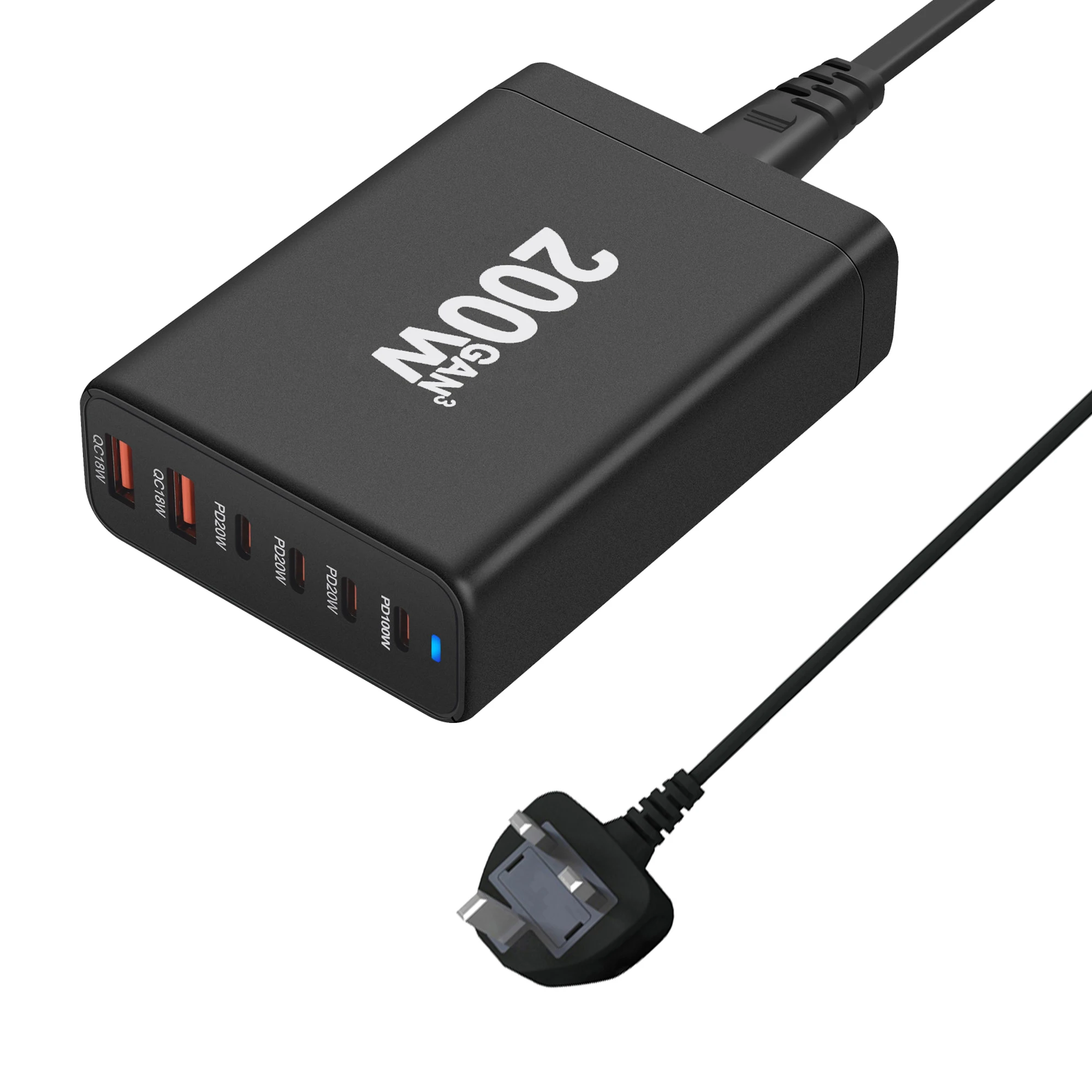 Imagem -03 - Yiouq-gan Carregador Usb tipo c pd Carregamento Rápido 3.0 200w Portas Celular