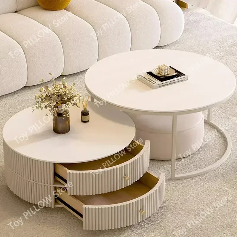 Dining Coffee Table Center White Round Console Modern  Side Living Room Accent Muebles Para El Hogar Home Decorations