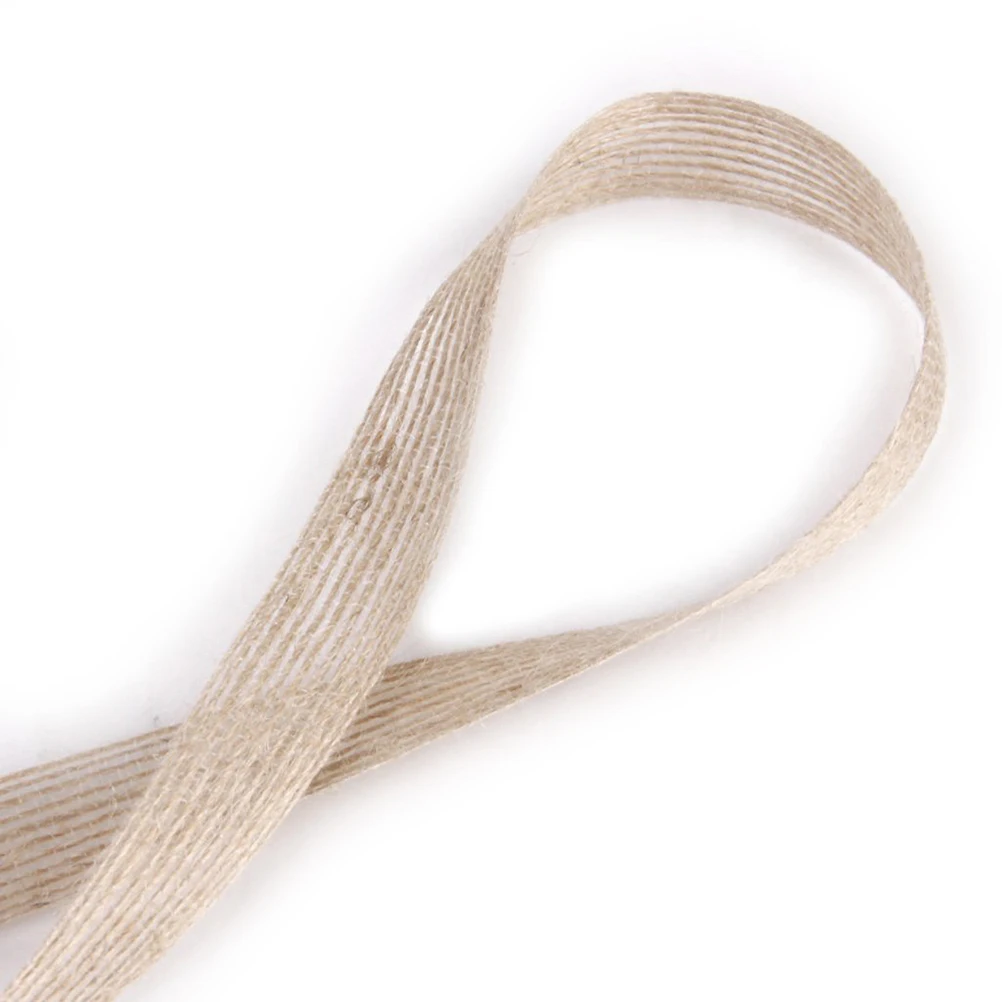 1 Roll 20M 1.5Cm Jute Burlap Ribbon Natural Rope For Diy Crafts Wedding Home Decoration Weaving Webbing Embellishment