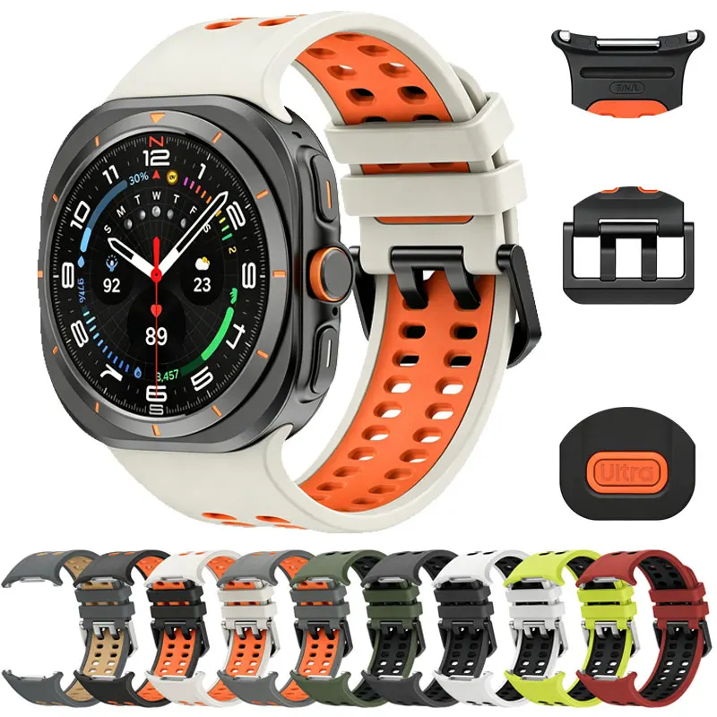 Original No Gaps Band Samsung 2 Two-Tone Breathable Sport Straps For Galaxy Watch Ultra Marine Watchband
