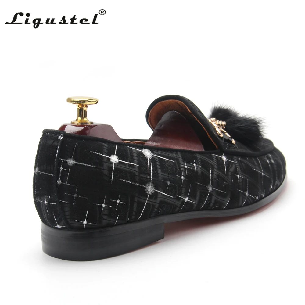 Ligustel Shows for Men Red Bottom Loafers Shoes Designer Shoes Leather Slip-on Black Red Man Wedding Party Formal Free Shipping