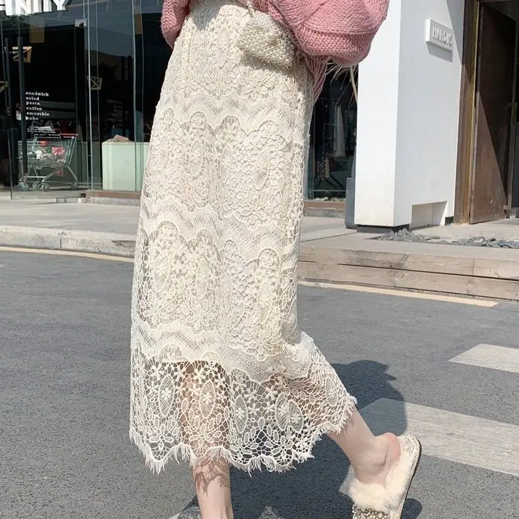 

Lace skirt women's spring and autumn 2026 new fashion temperament mesh skirt high waist and thin a word hip wrap skirt