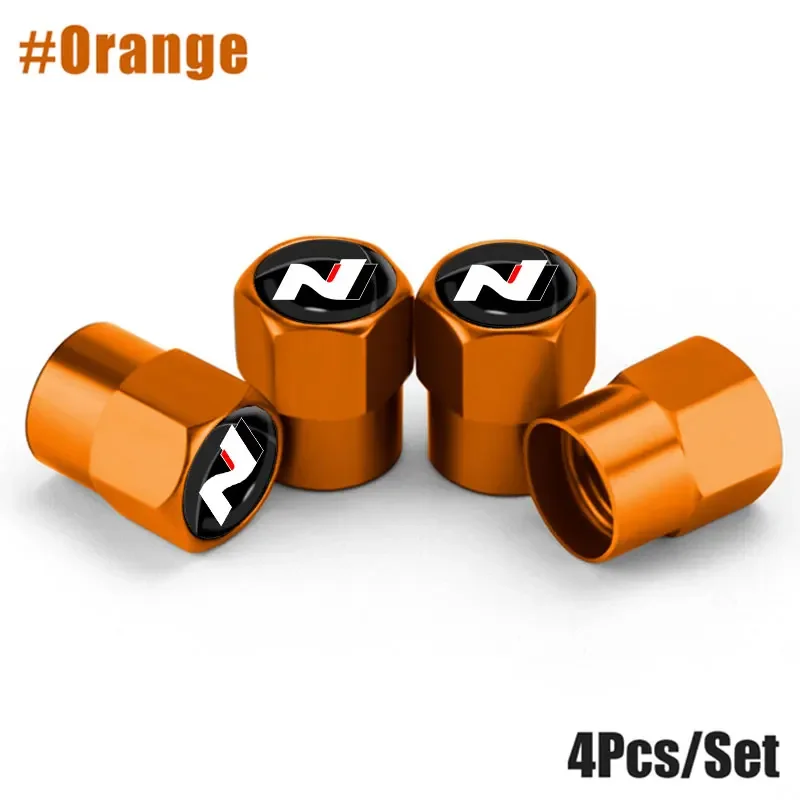 SUDORF 4 Pièces Métal Capuchon de Valve Pneu Voiture pour Hyundai N Line I20 I30 IX35 Tucson Elantra Kona Santafe Résistant à la Corrosion Voiture décoration Accessoires,F