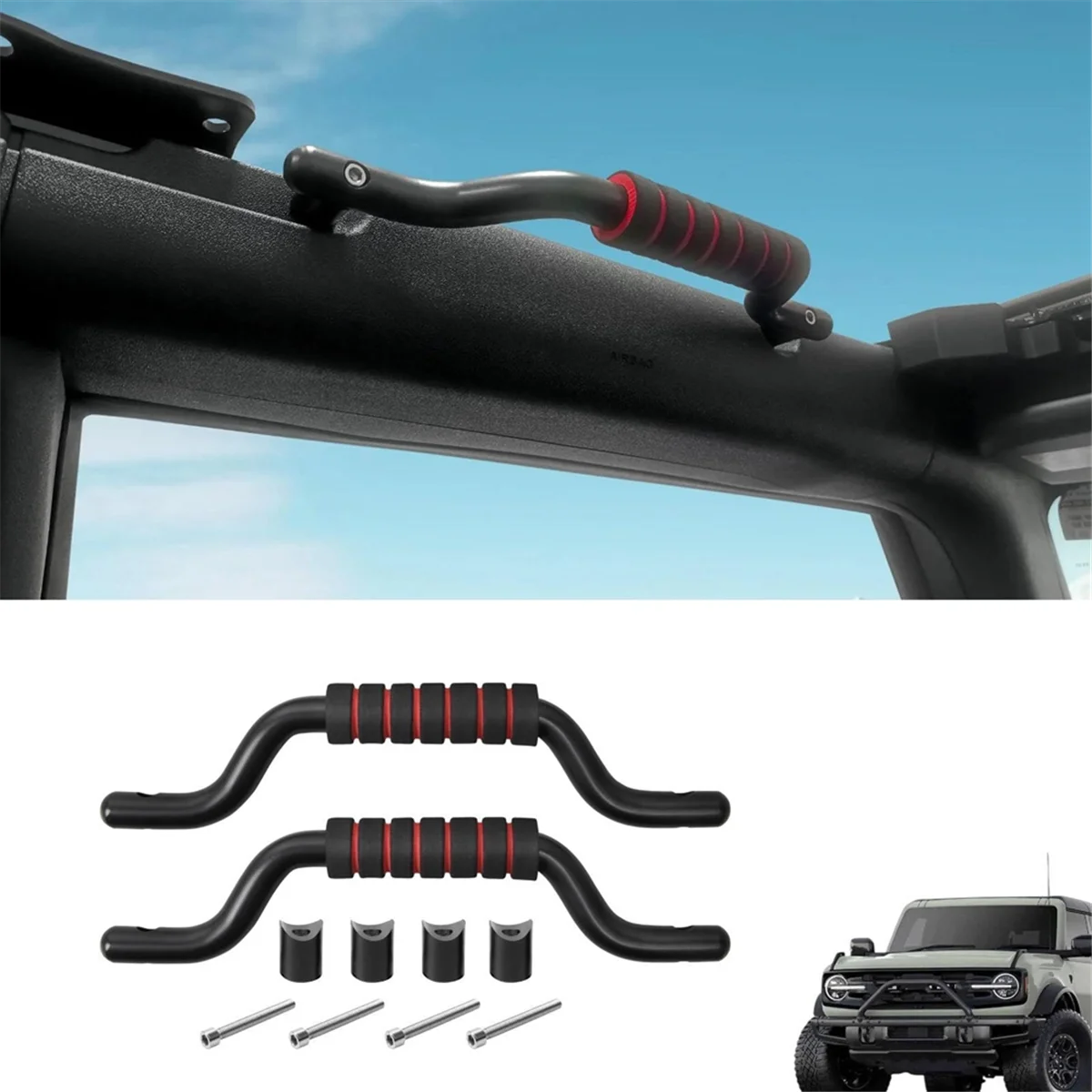 Barre de Roulis Avant en Alliage d'Aluminium, Accessoire d'NikNoir pour Ford Bronco 2021 2022 2023