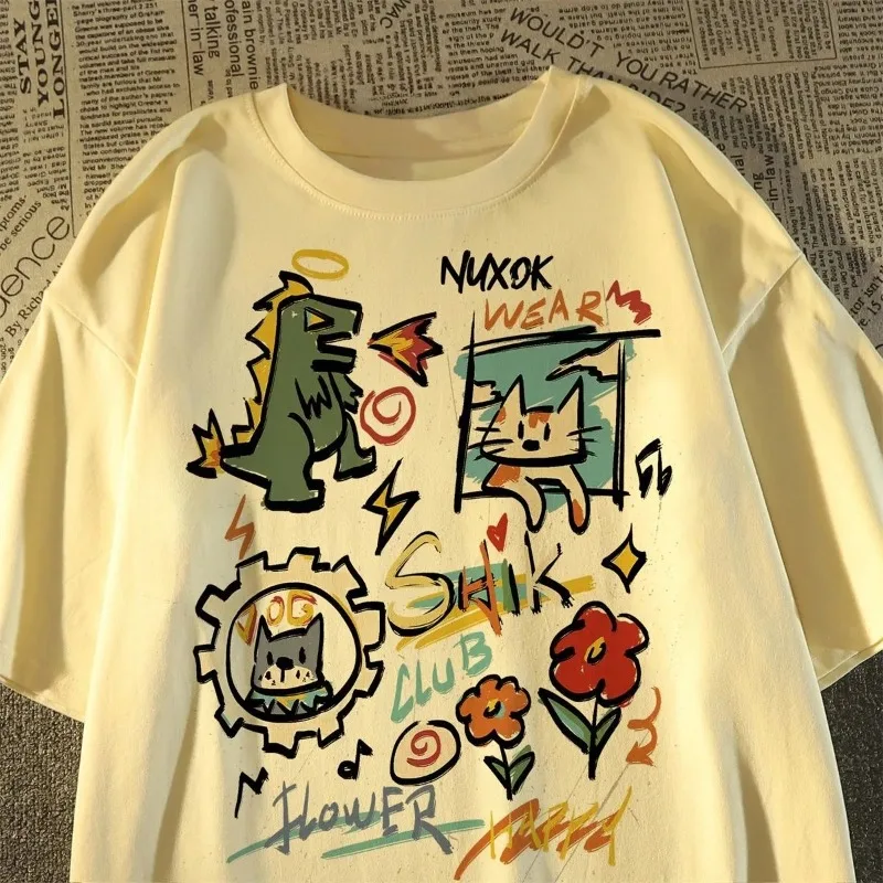 

2025 Новая милая повседневная модная быстросохнущая рубашка с короткими рукавами, топ с короткими рукавами и принтом Y2k3D High Street