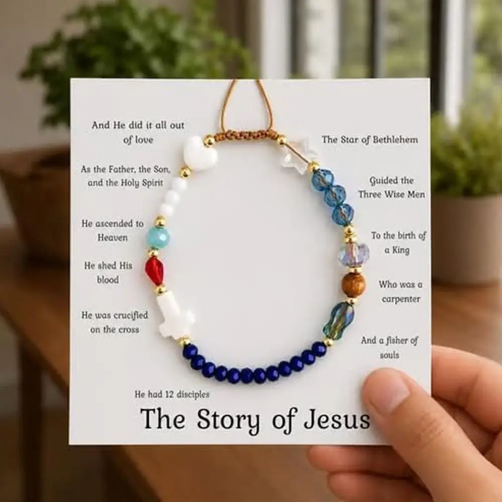 Simple Adjustable Cross Beaded Bracelet Colorful Jewelry Gifts Braided Bead Wrap Handmade Story of Bracelet for Women