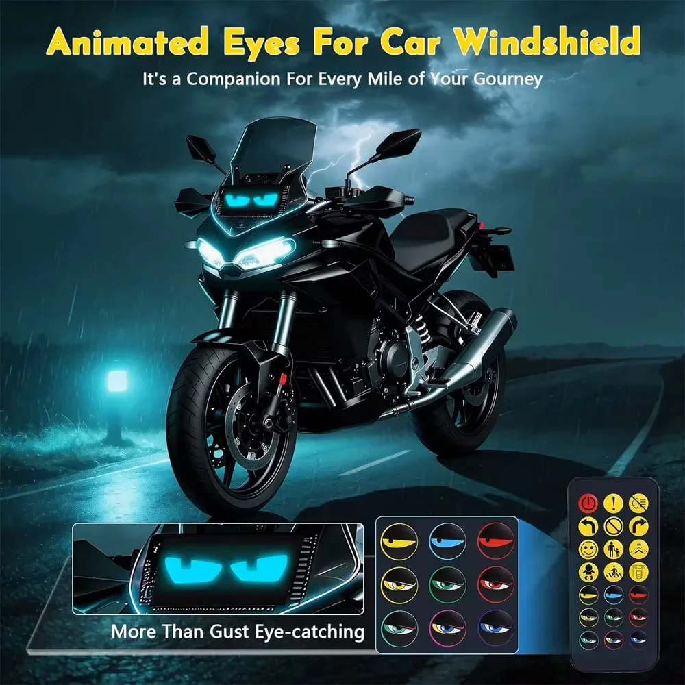 LED Devil Eye Lights for Motorcycle & Car Windshield,Programmable Matrix Pixel Panel with App/Remote Control for Motorcycle