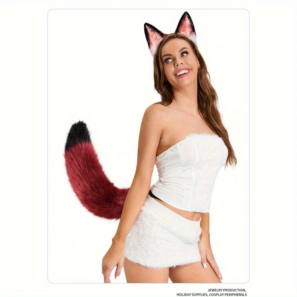 

Cute Fox Ear Tail Cosplay Set - Fluffy Faux Fur Ears Headband & Tail, Perfect for Anime Conventions, Halloween & Themed Parties​