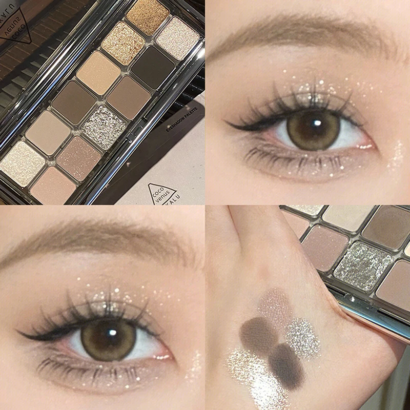 DIKALU Glitter oogschaduwpalet voor glanzende modieuze oogmake-up Cementkleur Langdurig oogschaduwpalet Cosmetisch