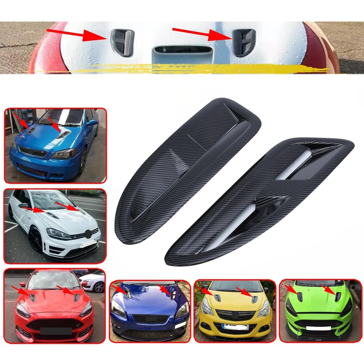 Car Air Hood Vent Air Intake Scoop Bonnet Louvers Hood Air Outlet Universal for Ford Focus MK2 ST for Mustang