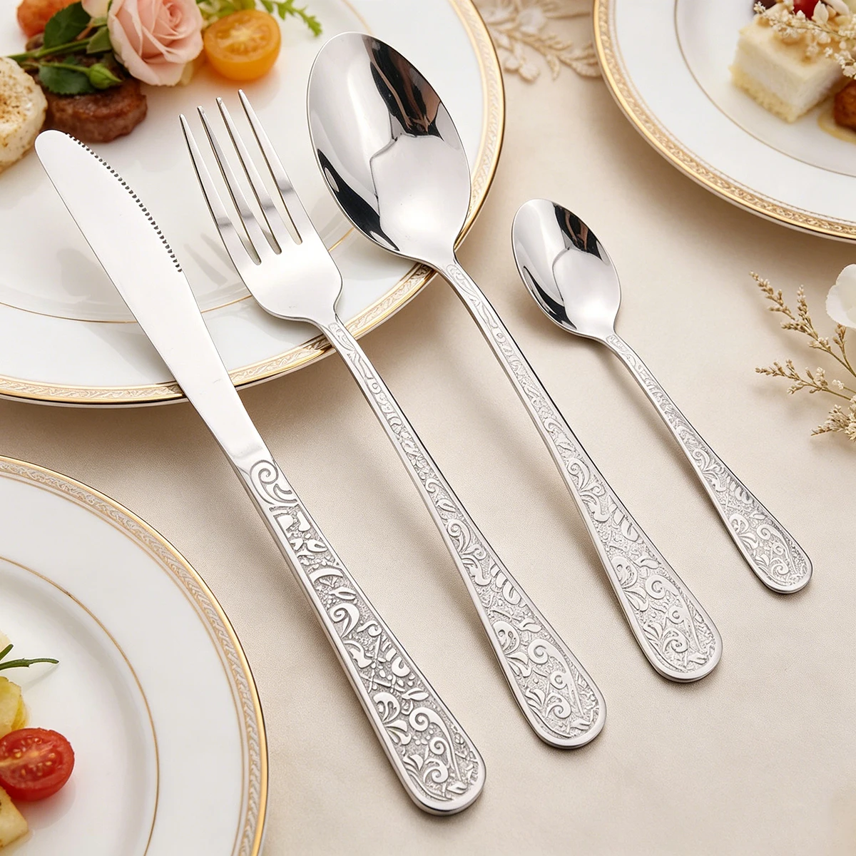 12/18/24Pcs Silverware Stainless Steel Cutlery Set - Mirror-Polished, Dishwasher Safe, Flatware for Wedding, Party, Dining, Home