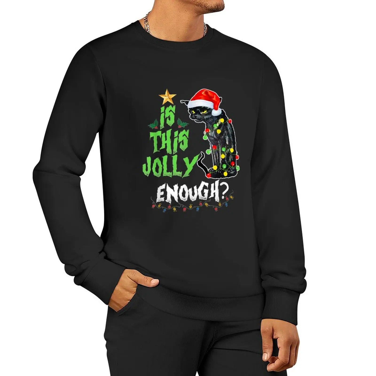 Is this jolly enough Noel Cat merry christmas Pullover Hoodie streetwear men men's clothing hooded sweatshirt for men