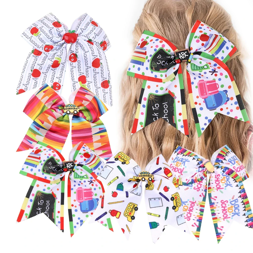 ncmama 7inch large Back To School Hair Bows Clip For Kids Girls Cute Children Hair Pins Barrettes Headwear Baby Hair Accessories