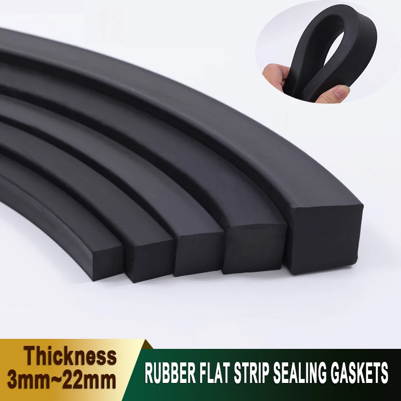 1/2/5Meter Black Square Rubber Strip Acid Alkali Corrosion High Temp Oil Resistant Solid Not Foaming Seal Rubber Strip Gaskets