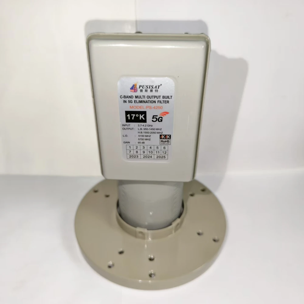 pusisat-ps‑4250-c‑band-dual-polarization-quad-4‑output-lnbf-con-filtro-di-rifiuto-delle-interferenze-5g-integrato-per-tv-satellitare