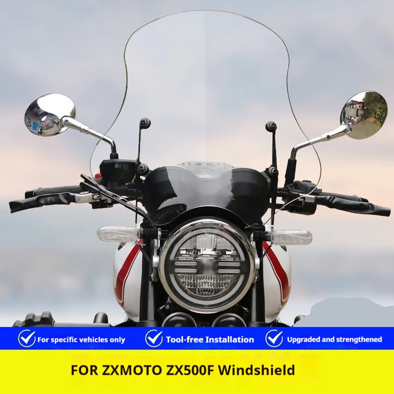 For Zhang Xue 500F ZX500F Sport Windshield Wind Deflector Tall Screen Crossbar No-Drill Accesorios Moto Accessori Moto