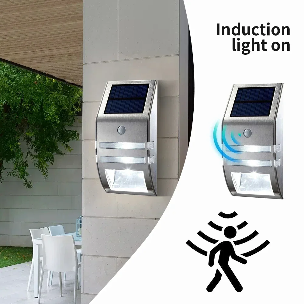 Home Security Operated Lamp Solar Stair Wall Lights Solar Motion Sensor Lights IP67 Waterproof. Wireless Security