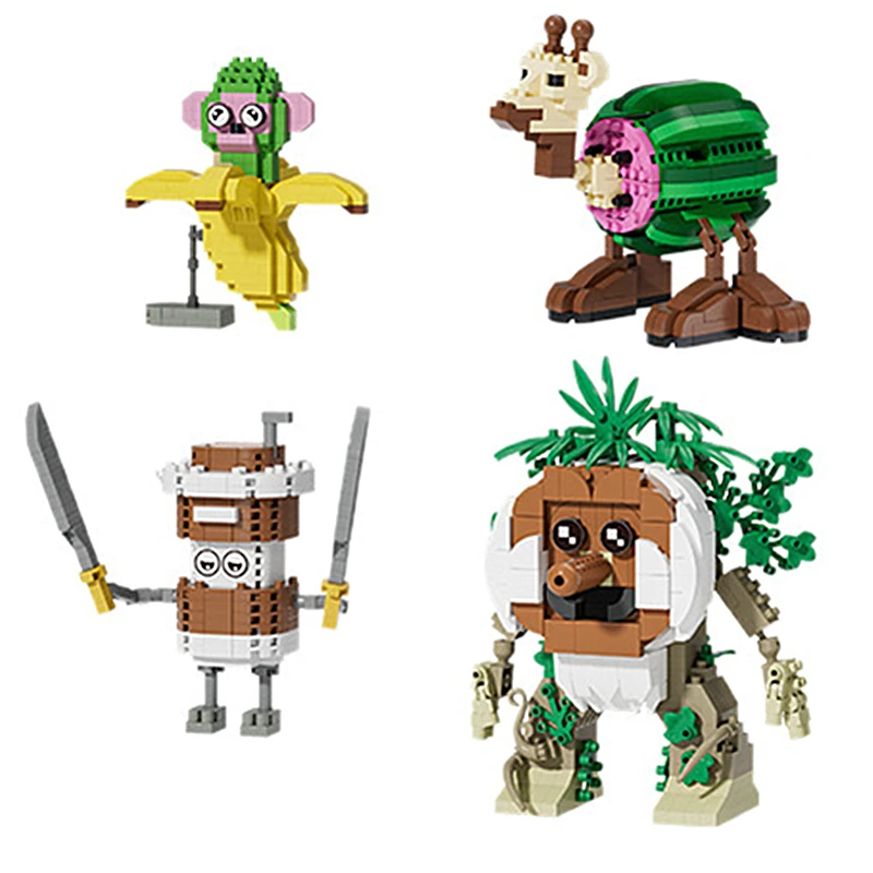 

Wooden Stick Man Building Block Toys Mountain & Sea Theme Crocodile Shark Children's Gifts Fun Educational Playset