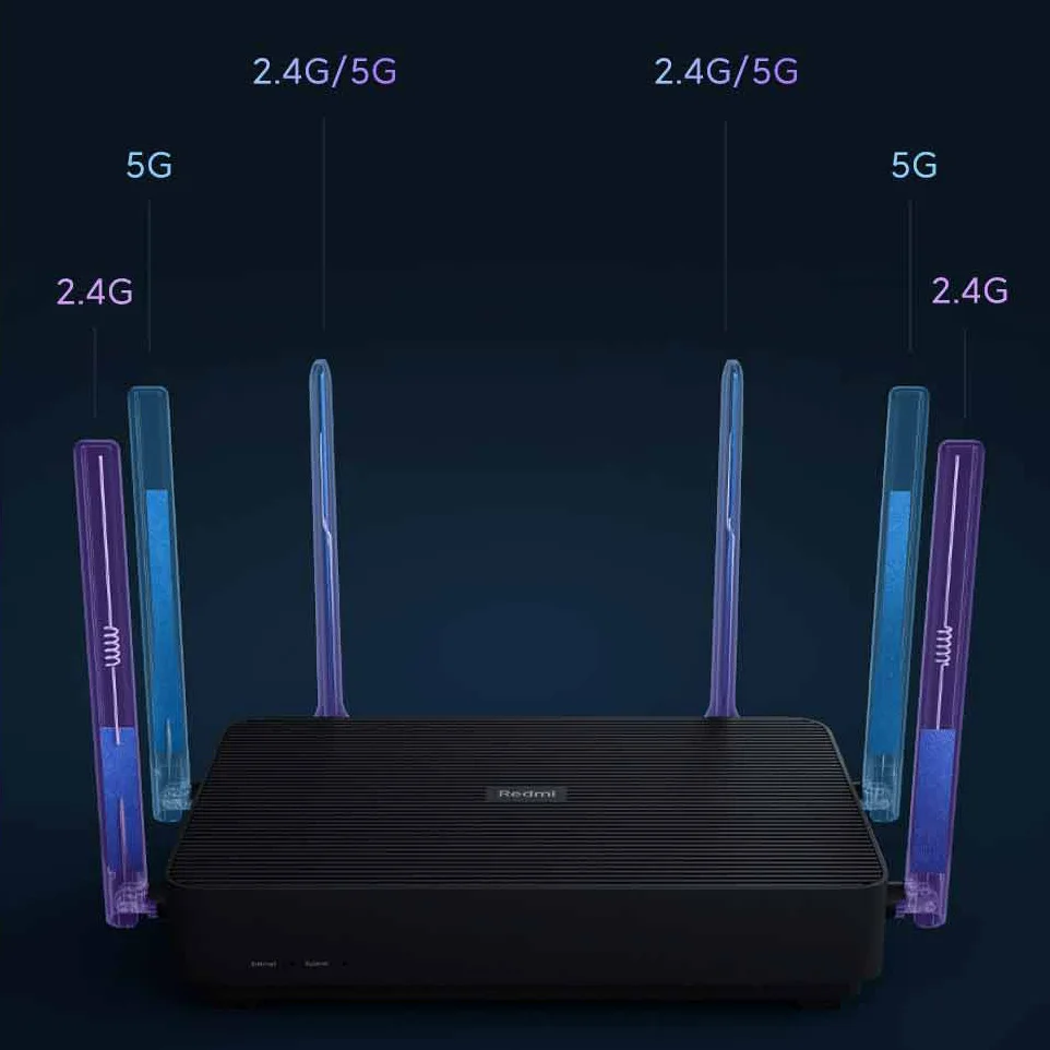 Xiaomi Redmi Ax6s Wifi 6 Router 3200 Mbps 2,4/5 GHz Dual Frequency MIMO-OFDMA High Gain Mesh Route MT7622B Dual-core 1.35GHz CPU