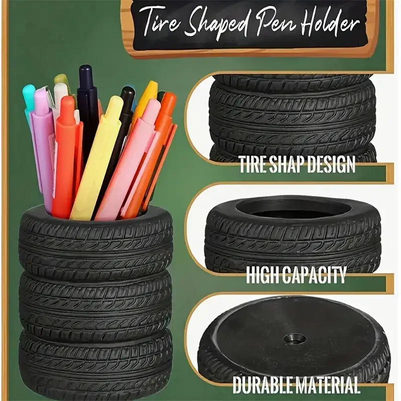 1pc Stacked Pen Holders In The Shape Of Car Tires, Suitable for Work Desks, Student Pen Holders, Novelty Art Fun, Gift Giving