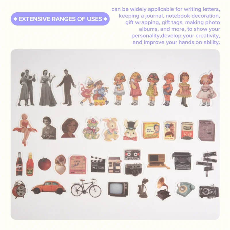 

HJ-600 Pieces Vintage Stickers Journaling Paper Antique Scrapbooking Journaling Paper Aesthetic Scrapbook Paper Stickers