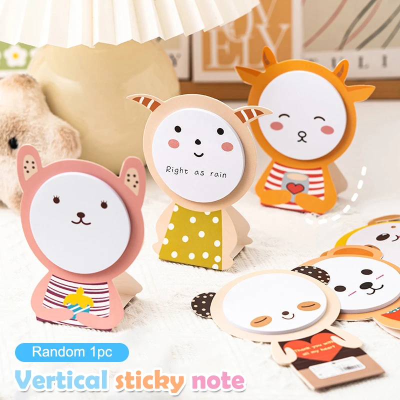 30Sheets Fashion Vertical Sticky Notes Creative Kawaii Sticky Notes Cute Cartoon Mark Notes School Supplies Student Stationery