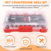 TFORU-5Pcs Countersink Drill Bit Set With Low Friction Depth Stop, HSS Tapered Bits 1/8Inch,9/64Inch,5/32Inch,11/64Inch