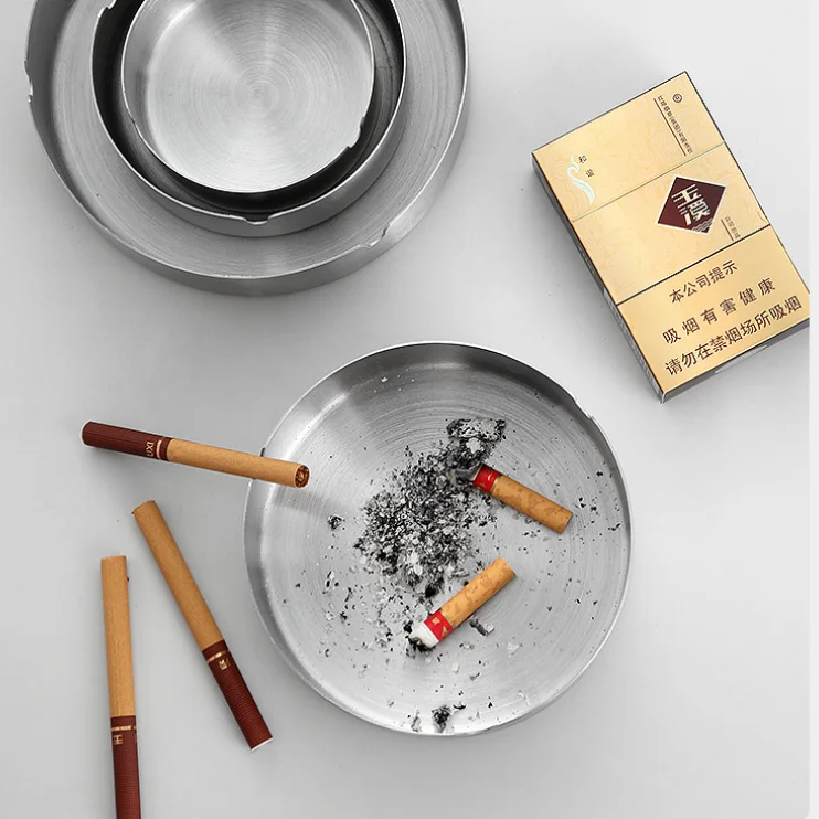 Robust and Thick 201 Stainless Steel Ashtray for Strong and Durable Usage Simple and Easy-to-Clean  Ashtray