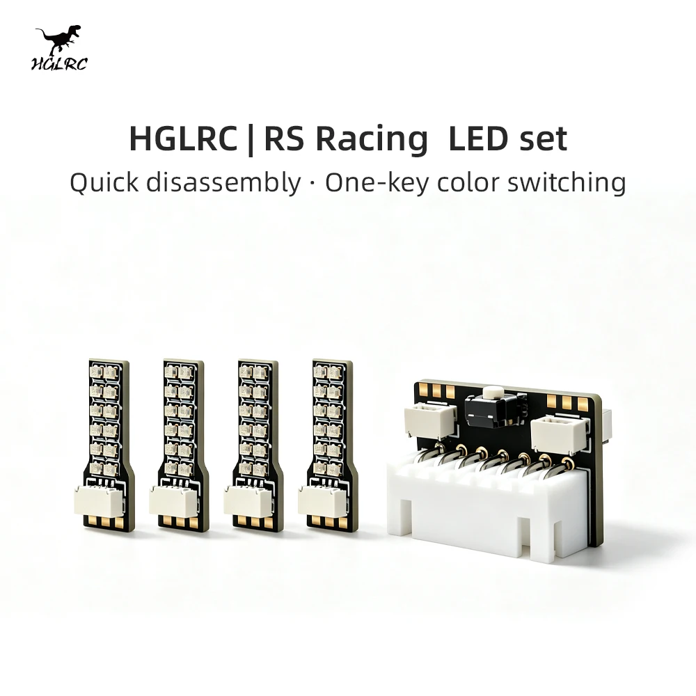 HGLRC RS RGB LED Light Strip Kit with 4 LED Bars & Control Board, One Touch Adjust Color Brightness Modes Plug & Play