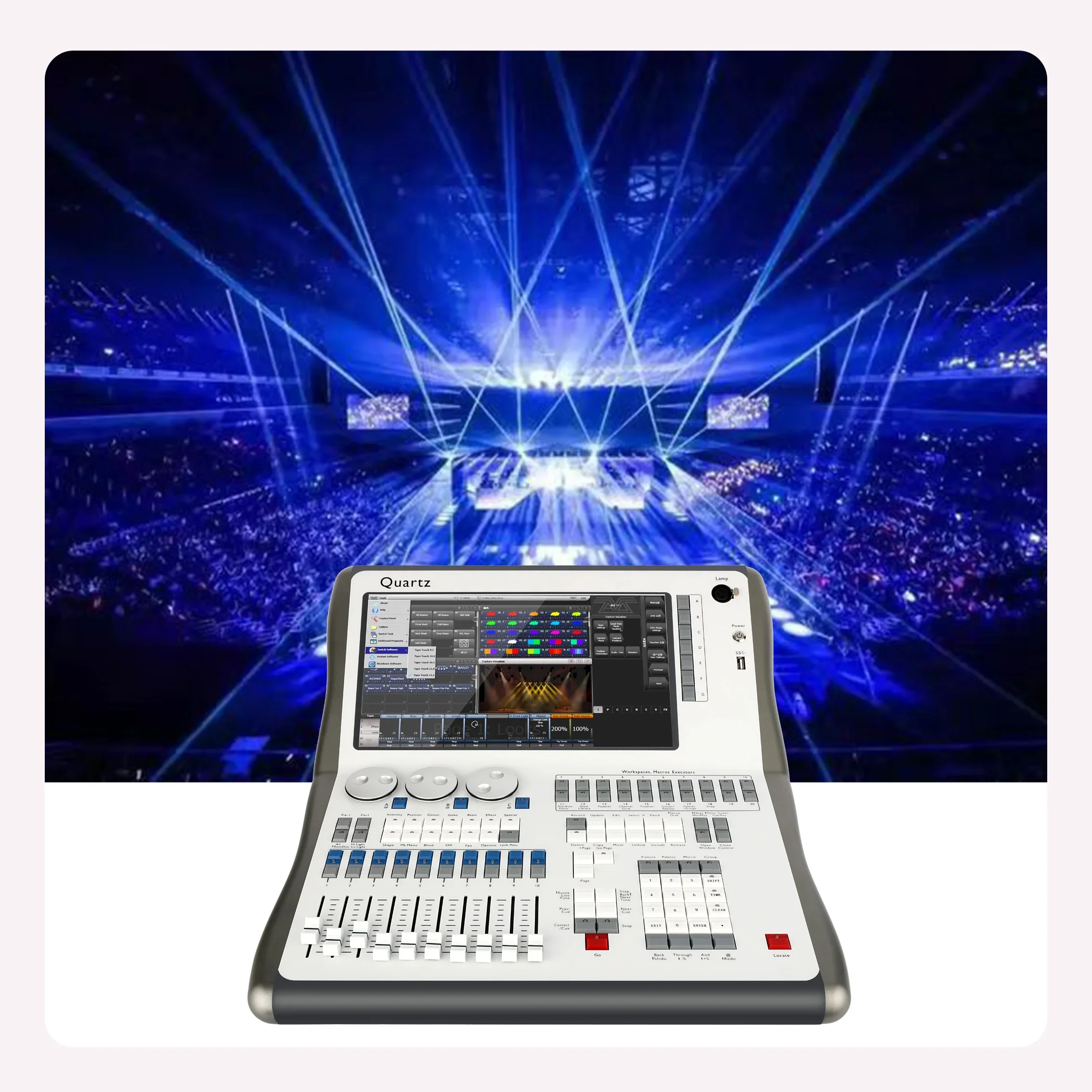 V16 software DMX512 Lighting Console Cpu i7 8G Tiger Touch DMX Controller