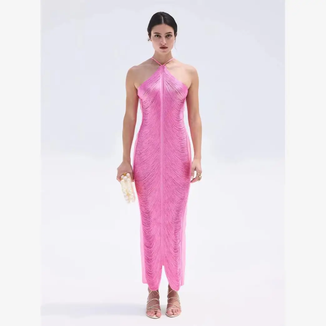 

Сексуальное женское модное платье с кисточками Par Dr, висящее платье с разрезом, длинная юбка с высокой талией и хвостом Fi для Cany Annual M...