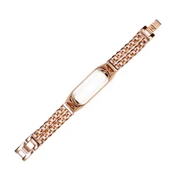 Luxury Mi Band 6 Bracelet Smart Watch Strap for Xiaomi Mi Band 7 Wristband Rose Gold Metal Chain Watchband Miband 4/5 Women Men