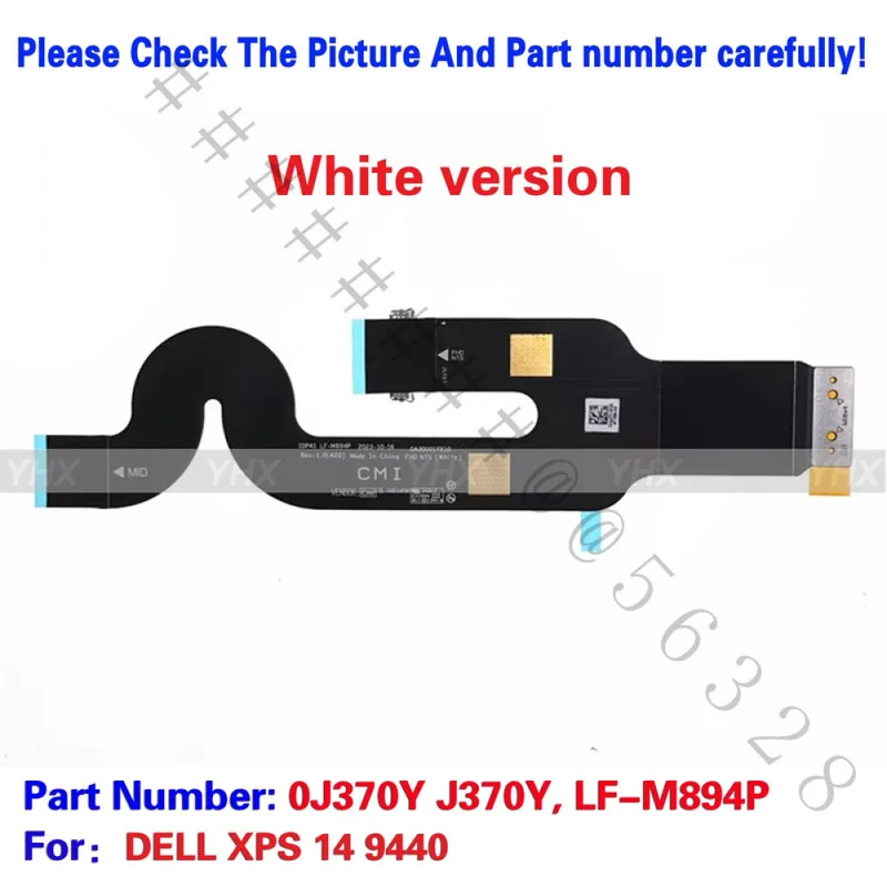 SS+New EDP FHD Non-Touch Screen Cable White Version PN 0J370Y For Dell XPS 14 9440 Laptop Display Ribbon Replacement Wire