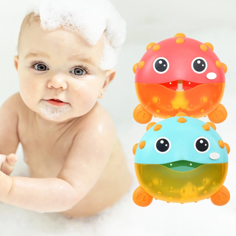 Bubble Puffer-Fish Baby Bath Toy Toddler Bath Bubble Maker Pool Swimming Bathtub Soap Machine Bathroom Toys for Children Kids