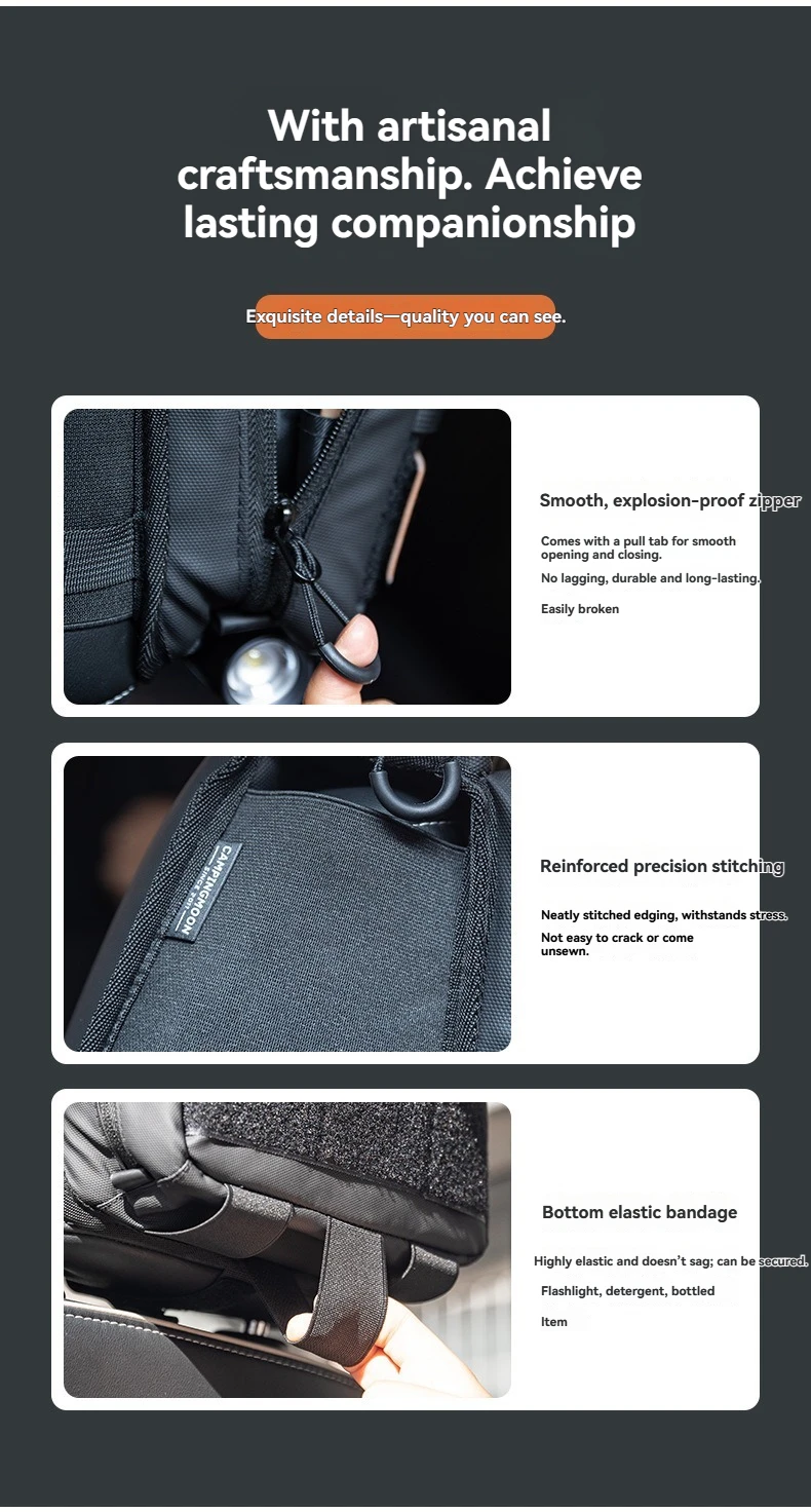 BK-PL Multifunktionale Kopfstützen-Tasche für Autositze mit Brillenfach und Integriertem Aufbewahrungsorganizer – Detail 7