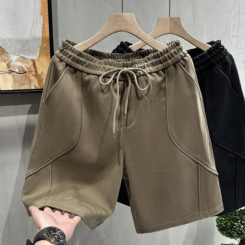 Korean All Match Sport Spliced Knitted Shorts for Men's Summer New Loose Five Part Casual Popularity Mid Length Pants