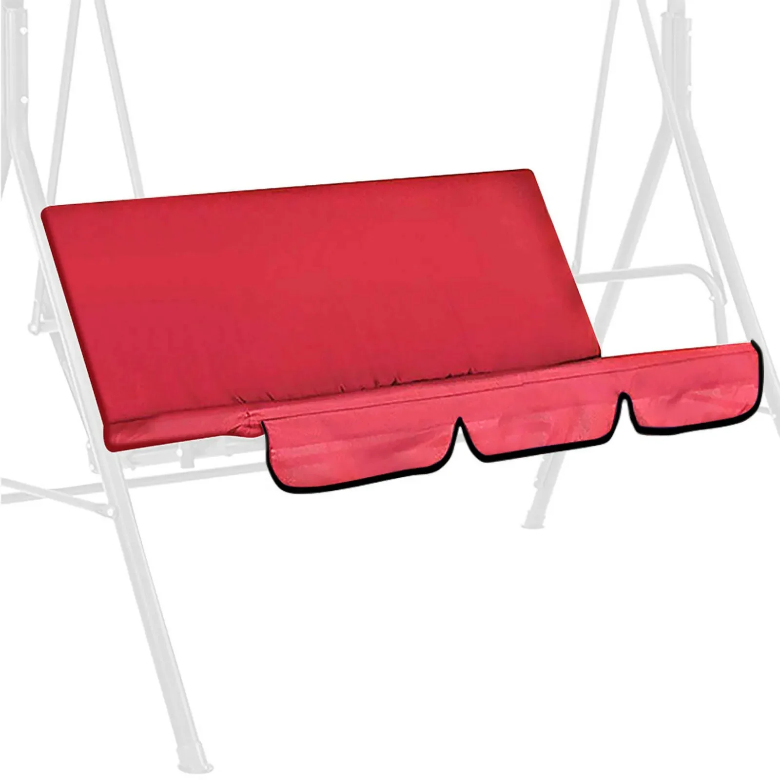 Waterproof Swing Cushion Cover 3 Seater Washable Tear-resistant Patio Swing Cushion for Outdoor Furniture 59.1x19.7x3.9In Red