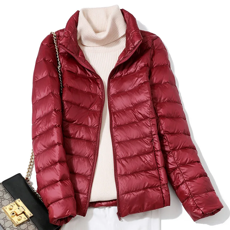 Chaquetas acolchadas cortas ajustadas para mujer, novedad de 2021, abrigo cálido ultraligero y plegable para mujer, prendas de vestir portátiles, abrigos