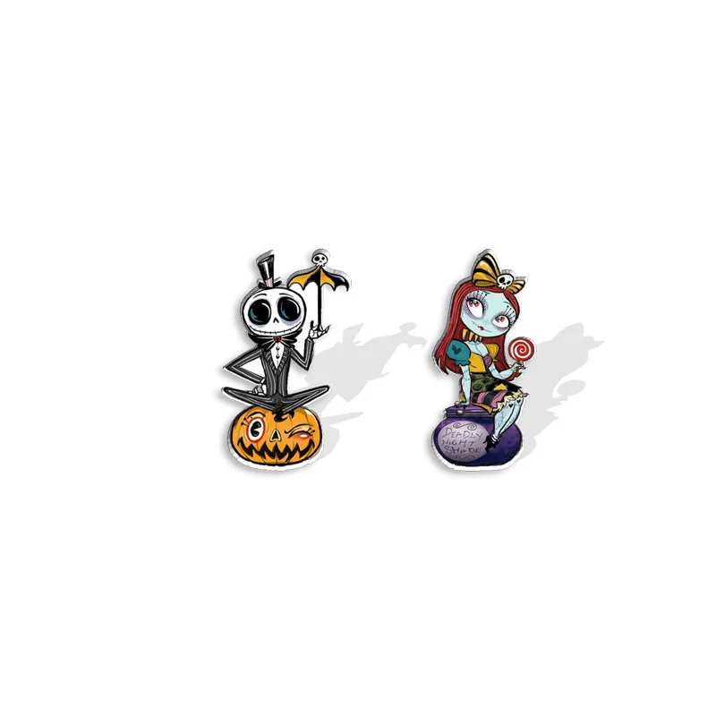 Disney Horror Nightmare Before Christmas Jack and Sally Epoxy Handcraft cute Acrylic Stud Earrings Jewelry Party Hallowmas Gifts