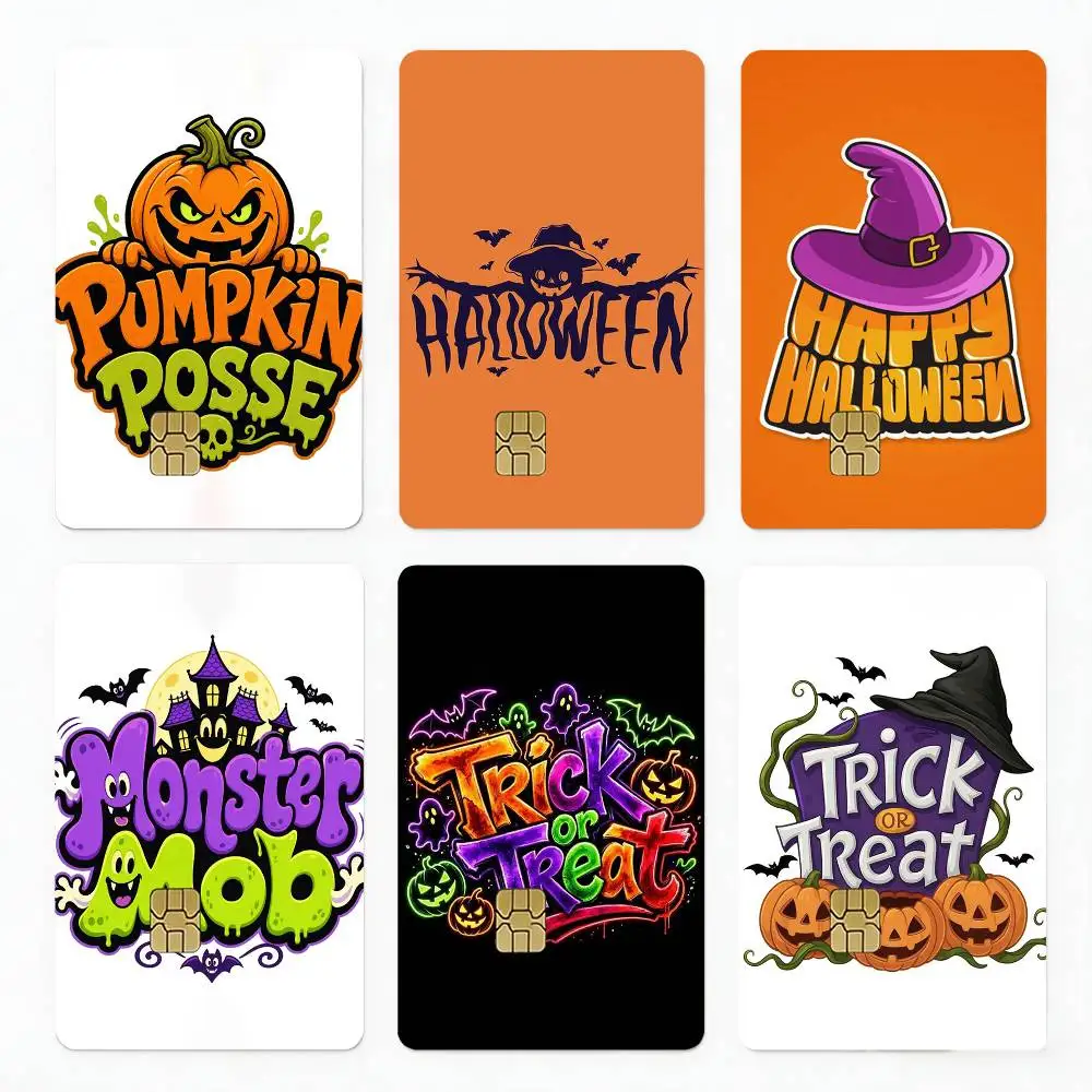 All Hallows Eve 4pcs 1Set Laser Holographic Sticker Skin Cover for Credit Bank Debit Card