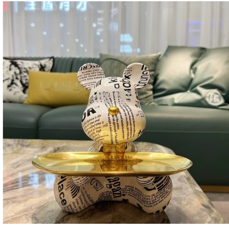 العصرية الملونة الكتابة على الجدران الدب مجردة الراتنج تخزين تمثال لطيف خربش الحيوان المنظم حامل مكتب للمنزل مكتب الحلي