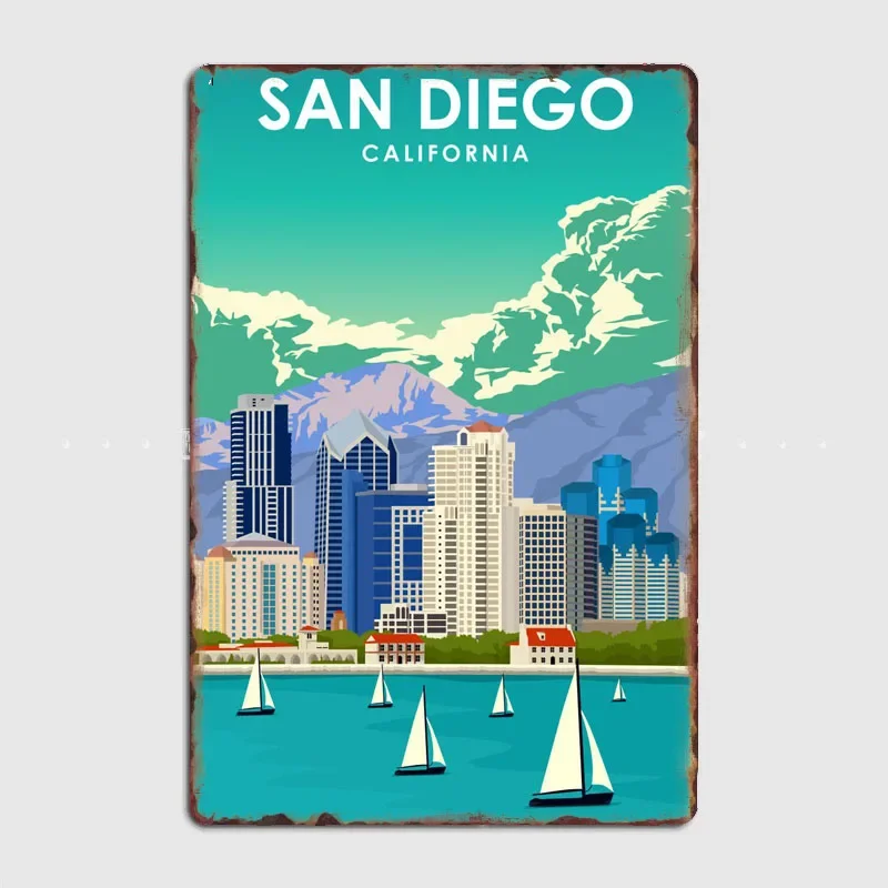 Tourist Attraction San Diego California Posters Wall Art Metal Painting Vintage Garden Tin Sign Home Decor Room Decoration