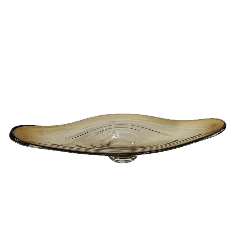 Glass Trays Irregular Elliptical Fruit Dishes Desk Storage Containers Brown Brown Glazed Fruit Plate Trays Decorative