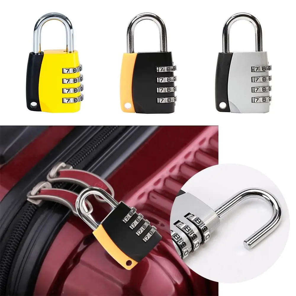 Security Combination Lock 4 Dial Digit Backpack Zipper Lock Dormitory Cabinet  Lock Luggage Padlock Password Lock