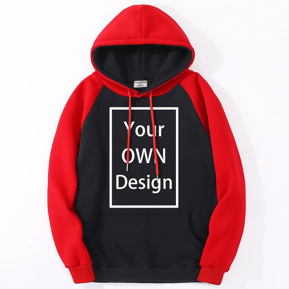 Your Own Design Brand Logo/Picture Custom Men Women DIY Raglan Hoodies Sweatshirt Casual Hoody Clothing 4 Color Loose Fashion