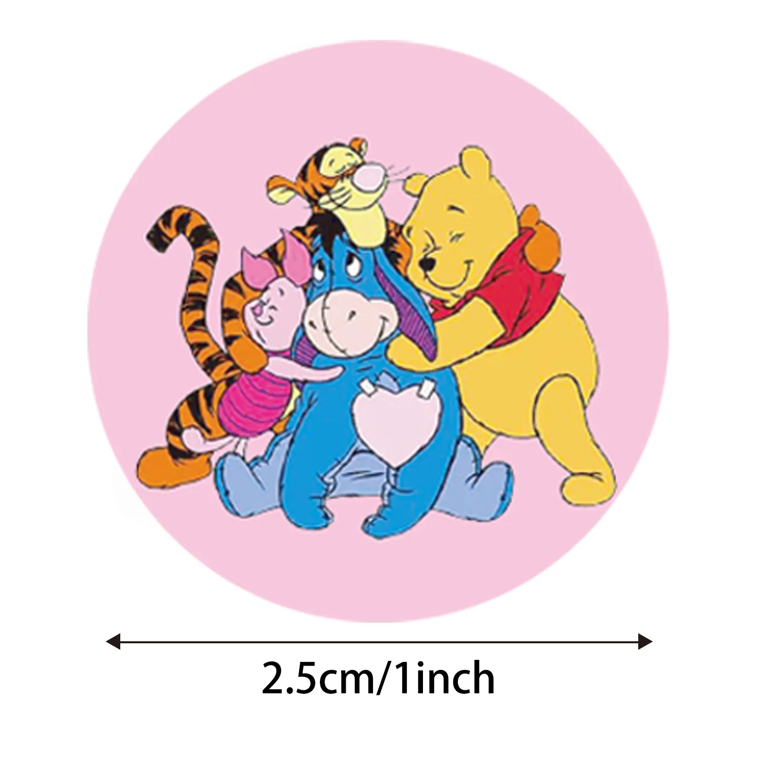 500 uds/rollo de pegatinas de Winnie de Disney The Pooh, pegatinas bonitas de dibujos animados de Sanrio, pegatinas para caja de regalo de Navidad, regalo de Feliz Año Nuevo 2025