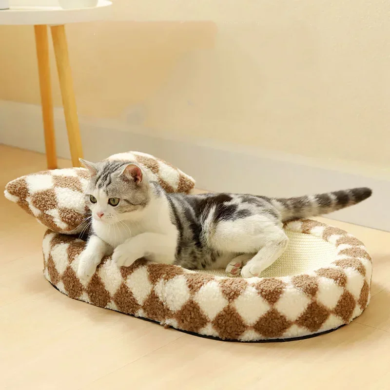 

Cute Cat Scratching Pads Nest Oval Scratchers Board Weave Pet Bed Scratching Board Chew Bite Toy Home Pet Furniture