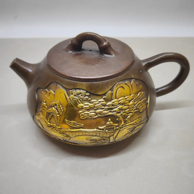 Antique Landscape Teapot - Creative Light Luxury Bronze Craft Ornament for Home and Office