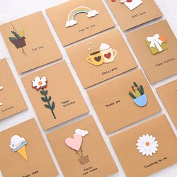 12pcs Beautiful Creative Simple Greeting Card Three-dimensional Birthday Wishes Thanks To Teachers' Day Fresh Mini Gift Card