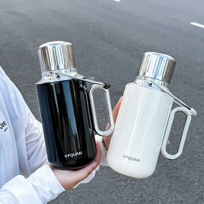 1pc Stainless Steel Hot & Cold Insulated Water Bottle, 1000ML Large Capacity Handheld Thermos, Portable Vacuum Cup for Sports view 6